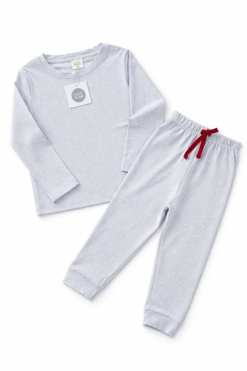 Kids Soft Cotton Nightwear Set – Full Sleeve Top & Pajamas (Grey)