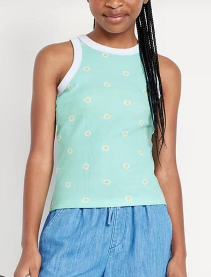 Kids Ribbed Cotton Tank Top Set – 3 Pc (Random Colors)
