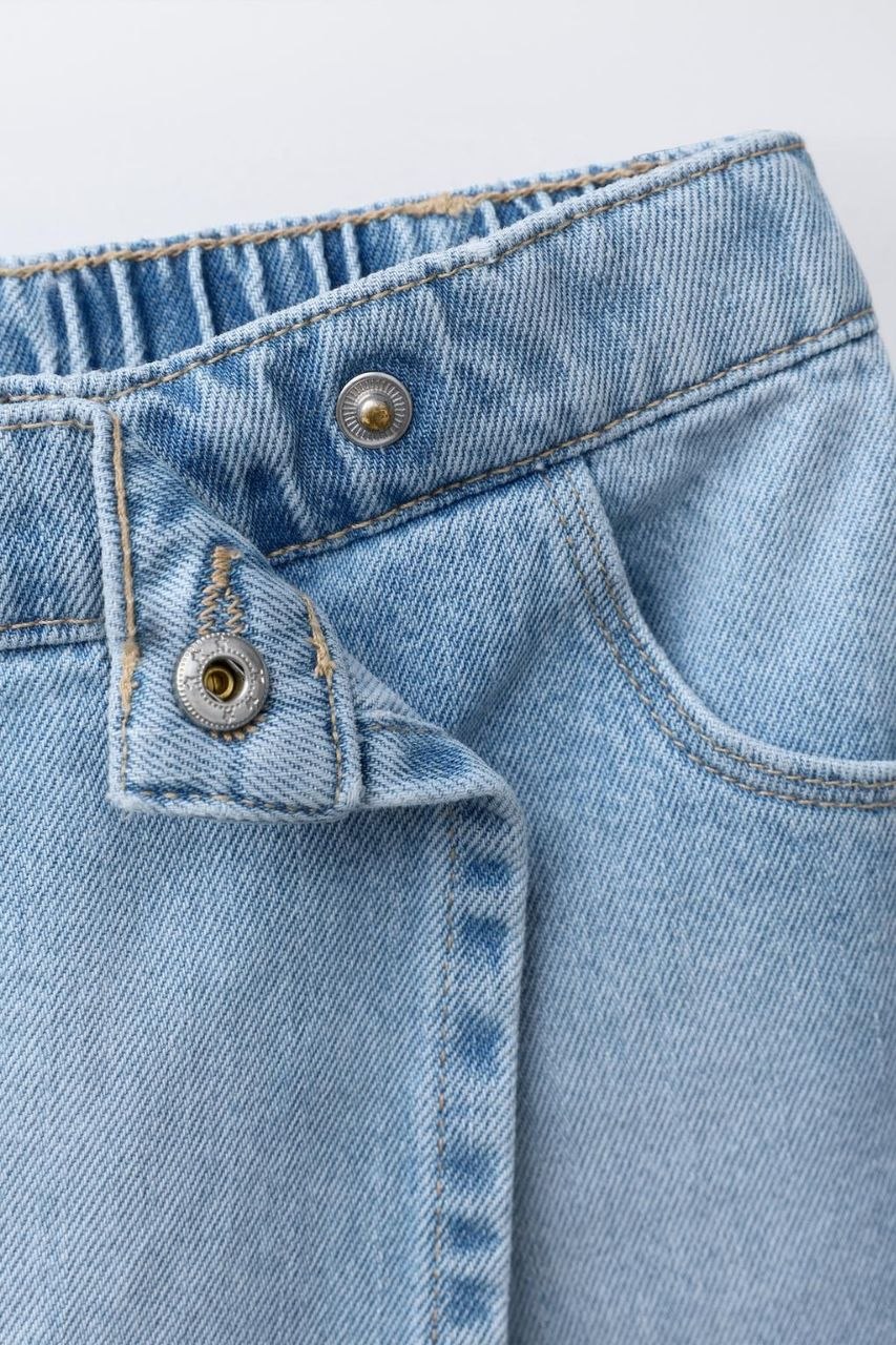 Butterfly Embroidered Denim Skort for Girls – Light Wash Blue
