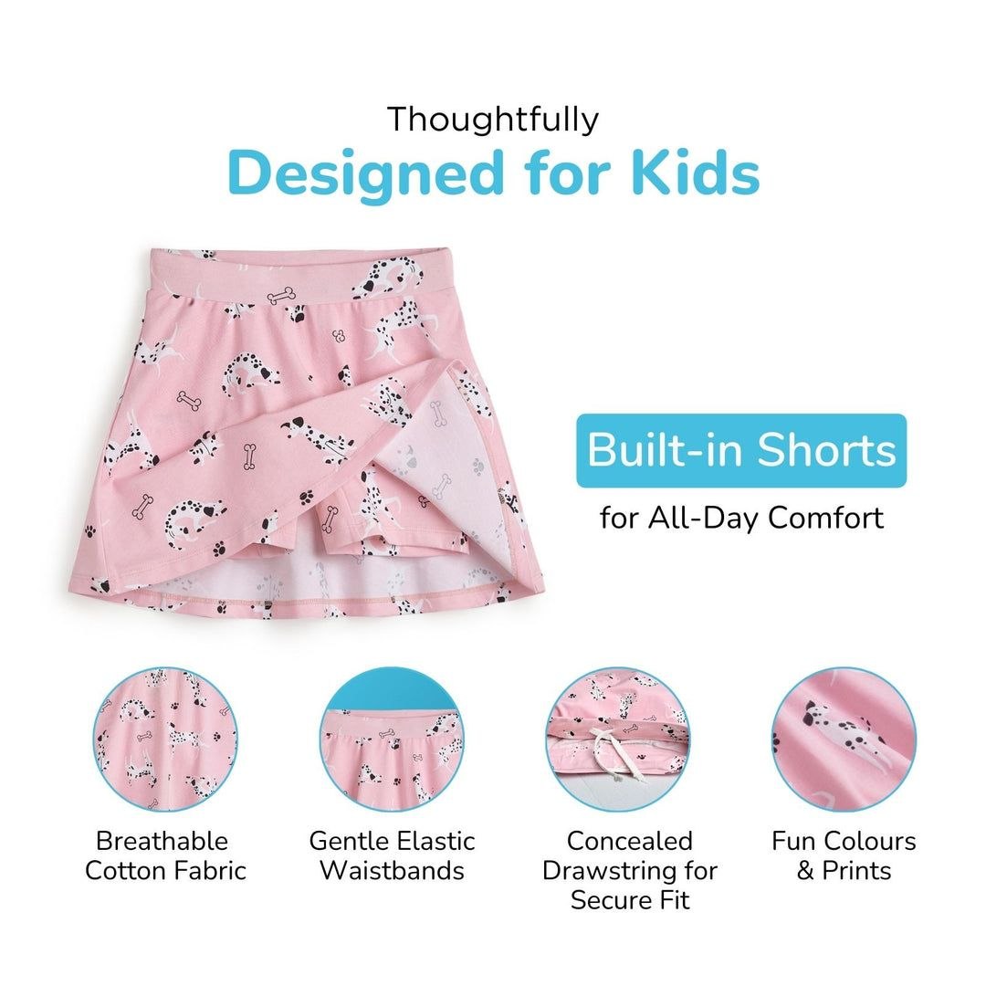 Girls Pink Dalmatian Print Skort