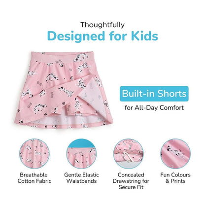 Girls Pink Dalmatian Print Skort