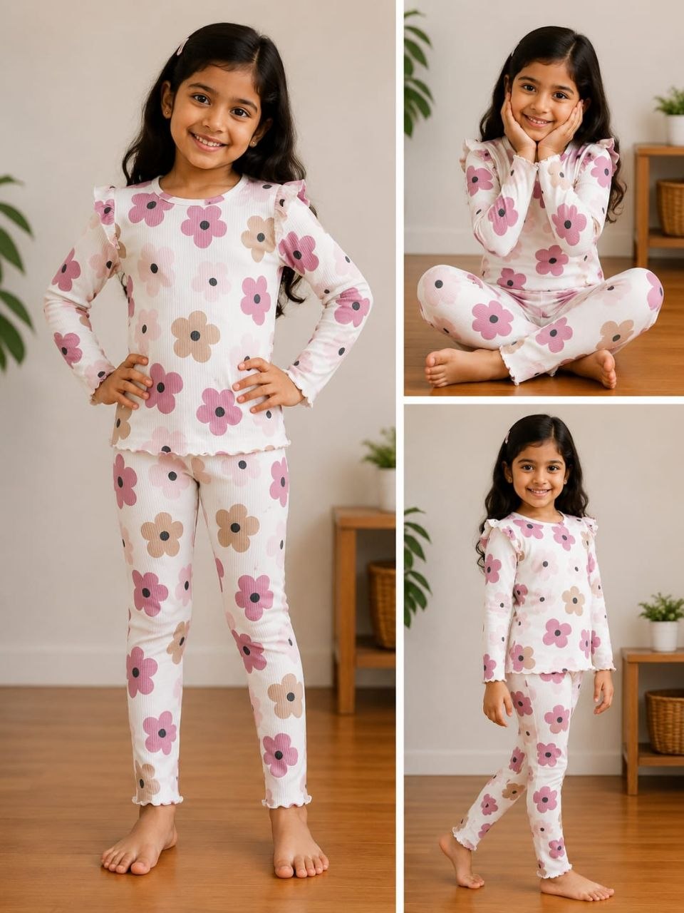 Tiny Years Blossom Garden Ribbed Co-Ord Set for Girls