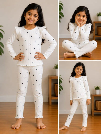 Sweetheart Ribbed Co-Ord Set for Girls