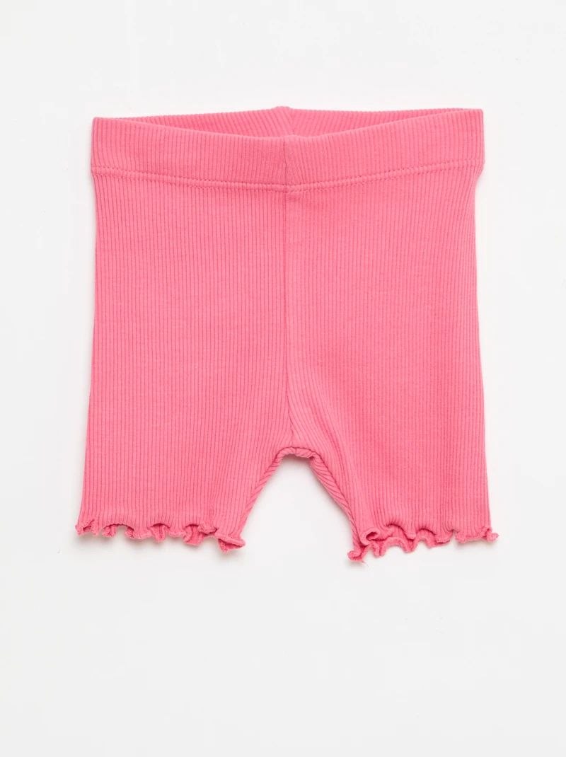 Girls Candy Pink Ribbed Shorts | Soft Stretch Summer Shorts