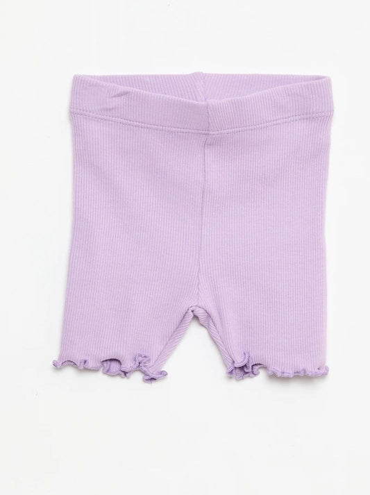 Girls Lavender Ribbed Biker Shorts | Soft Stretch Summer Essential