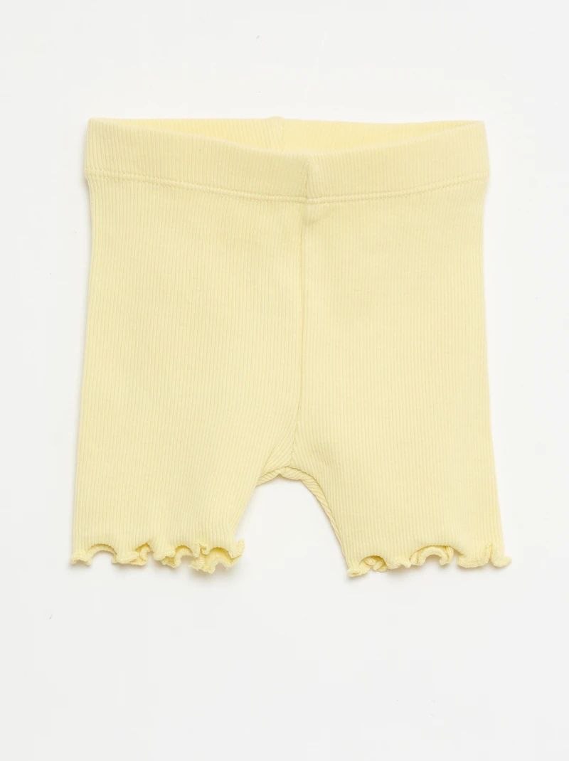 Girls Butter Yellow Ribbed Biker Shorts | Soft Stretch Summer Shorts