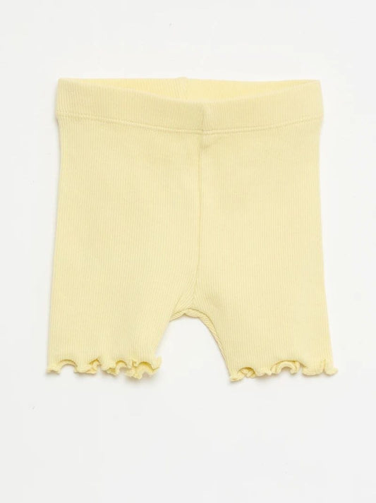 Girls Butter Yellow Ribbed Biker Shorts | Soft Stretch Summer Shorts