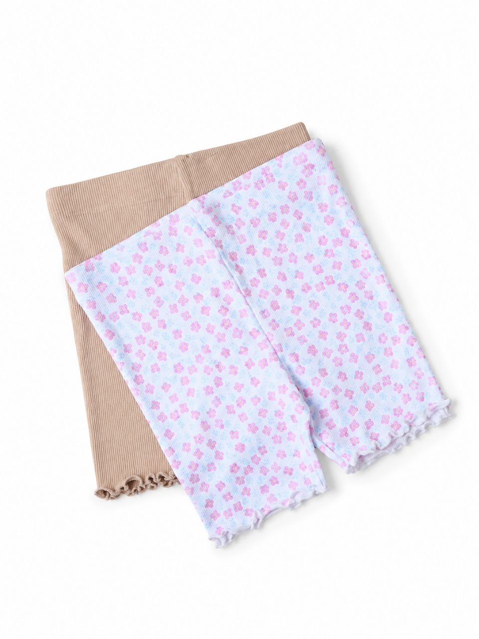 Girls Floral Ribbed Bike Shorts