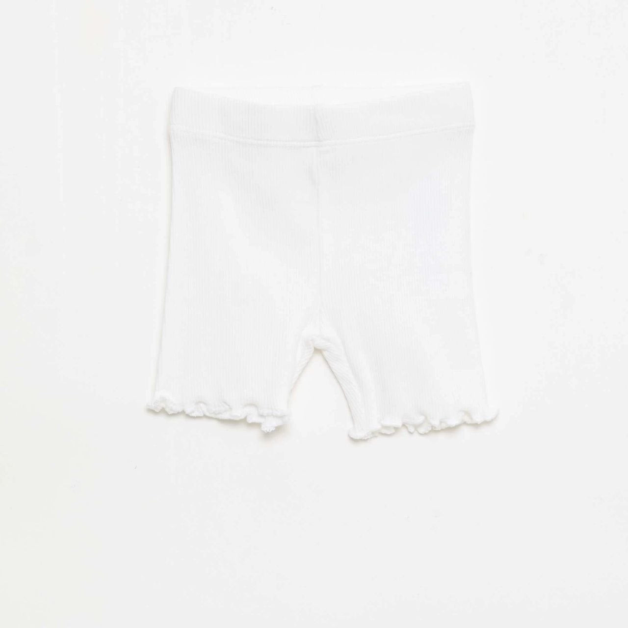 Girls White Ribbed Bike Shorts | Soft Stretch Everyday Shorts