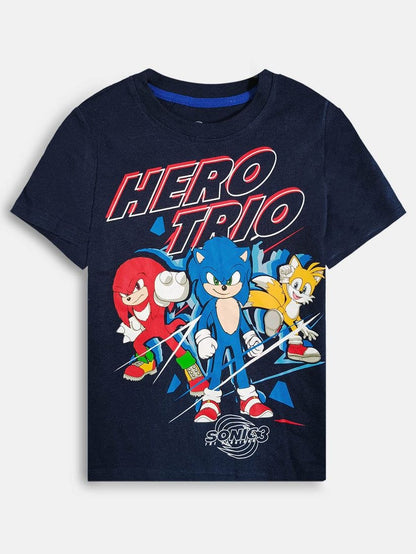 Boys Sonic Printed 3-Piece Tracksuit Set – Jacket, T-Shirt & Joggers