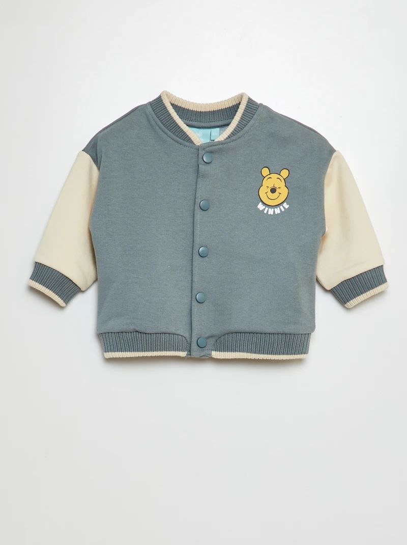 Winnie the Pooh Kids Varsity Jacket – Sage Green & Cream
