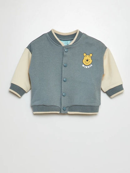 Winnie the Pooh Kids Varsity Jacket – Sage Green & Cream