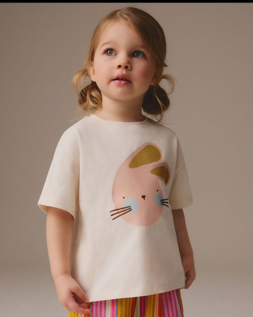 Baby Girls Cream Bunny Print T-Shirt