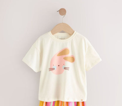 Baby Girls Cream Bunny Print T-Shirt