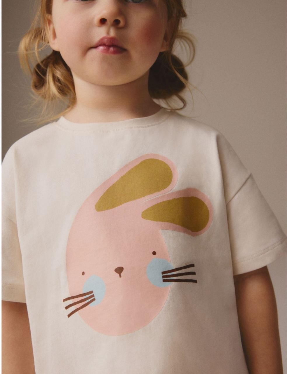 Baby Girls Cream Bunny Print T-Shirt