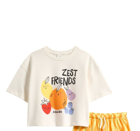 Girls “Zest Friends” Fruit Print T-Shirt  (ONLY TEE)
