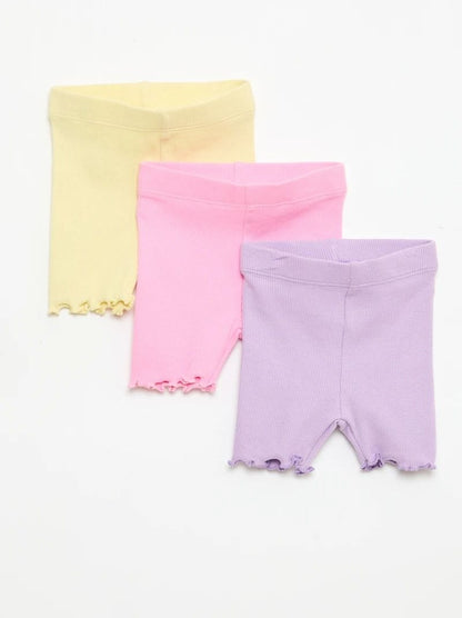 Kids Ribbed Cotton Solid Leggings (random color)
