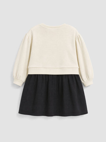 Girls Cream Bow Detail Sweatshirt & Black Skirt Set