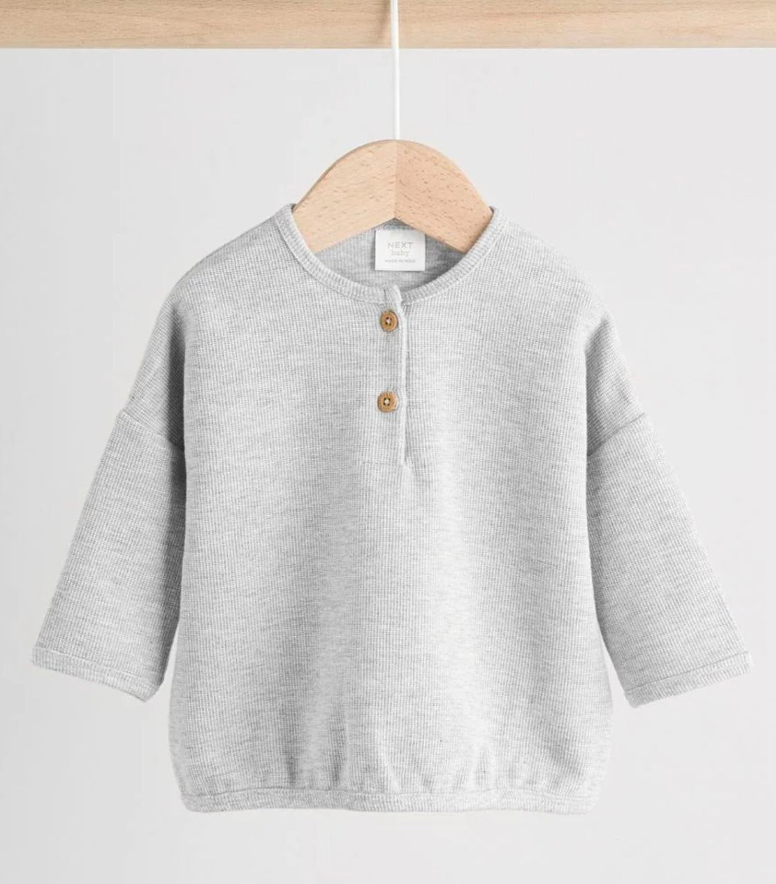 Next Baby Grey Ribbed Henley Top