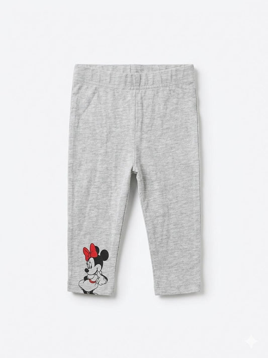 Girls Grey Cartoon Print Leggings – Soft Cotton Stretch Pants