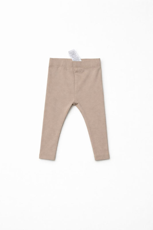 Baby Beige Cotton Leggings – Soft Stretch Basic Bottom Wear
