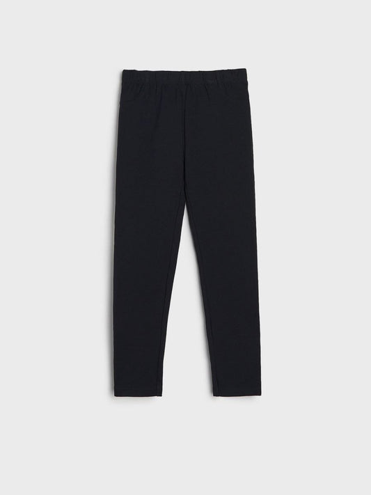 Kids Essential Navy Blue Cotton Leggings | Soft Stretch Everyday Bottom Wear