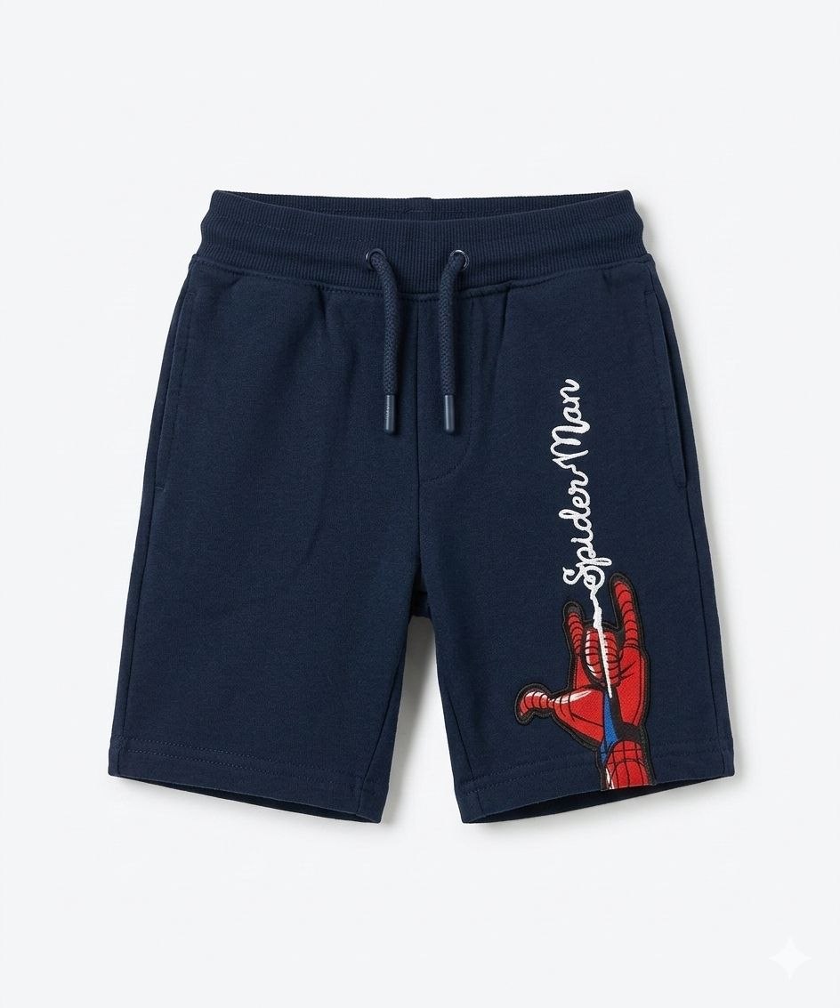 Boys Spider-Man Cotton Co-ord Set – Black T-Shirt & Shorts (2-Piece Outfit)
