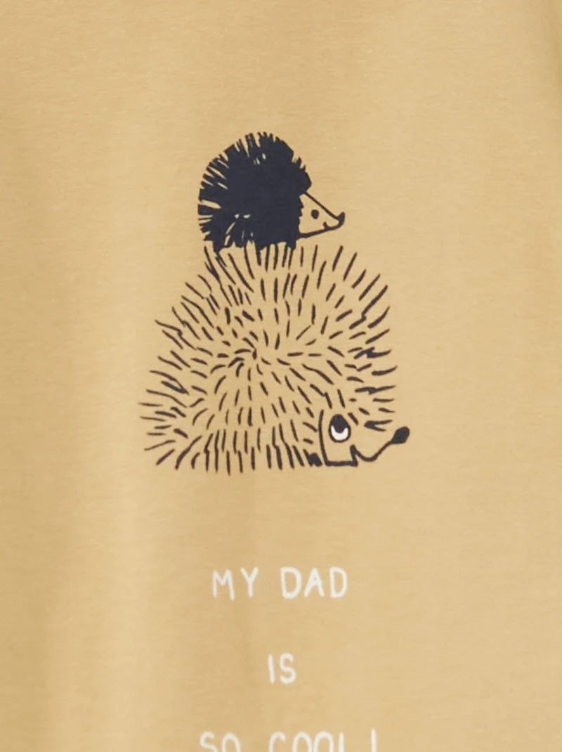 Kids Beige High Neck T-Shirt with Hedgehog Print | Soft Cotton Full Sleeve Winter Top