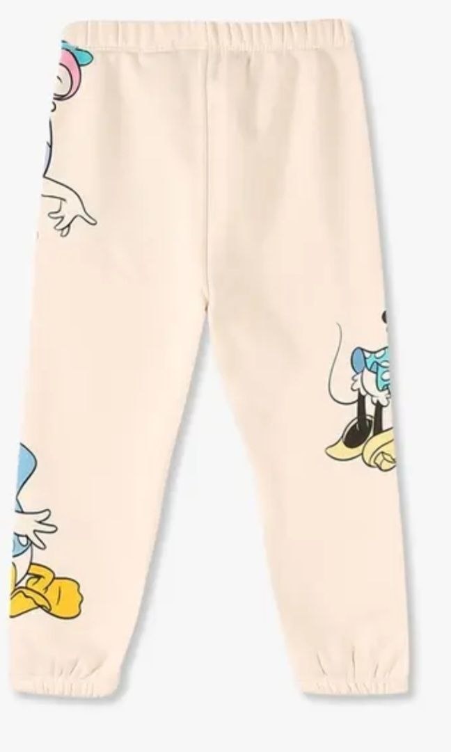 Beige Kids Jogger Pants with Cartoon Character Print – Soft Cotton Casual Bottoms