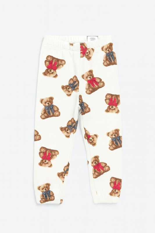 Ivory Teddy Print Kids Jogger Pants – Soft Cotton Cute Bear Bottoms