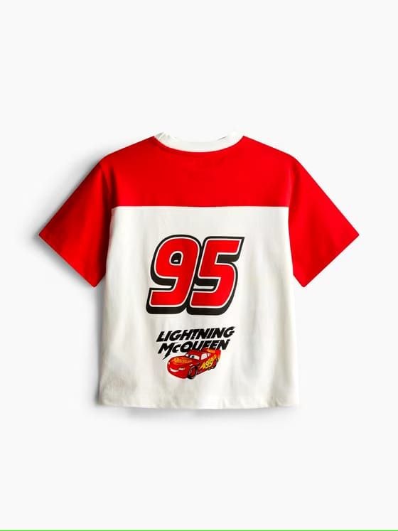 Boys Racing Cars Graphic Raglan T-Shirt – Red & White