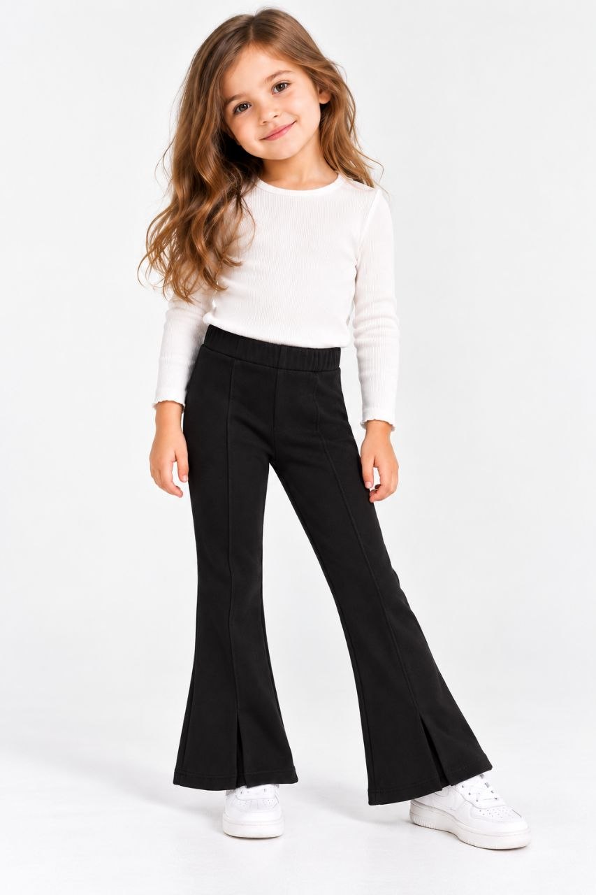 Girls Black Flared Leggings