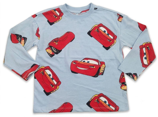 Disney Pixar Cars Lightning McQueen Kids Full Sleeve Cotton T-Shirt – Sky Blue