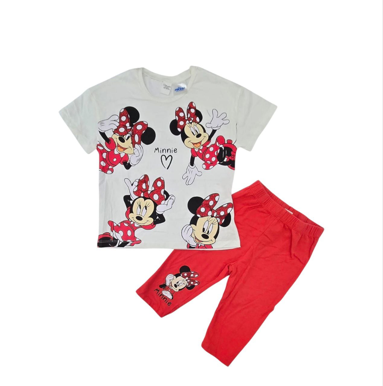 Crew Neck Minnie Mouse Printed tee with cycling Short