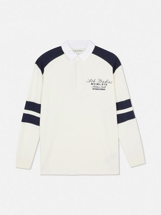 Kids Long Sleeve Polo T-Shirt – White with Navy Contrast Sleeves | Smart Casual Cotton Tee