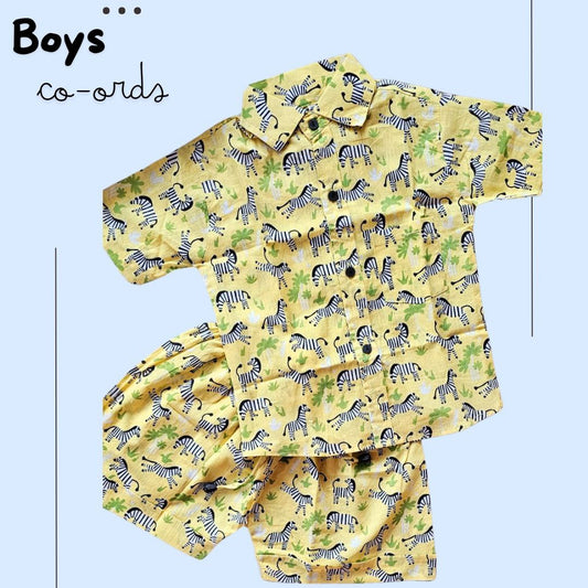Jaipuri mul cotton SHIRT AND SHORT SET. (yellow)