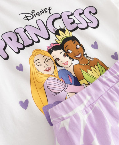 Disney Princess Girls Top & Skirt Set – Princess Friends Cotton Outfit | 2-Piece Summer Dress Set