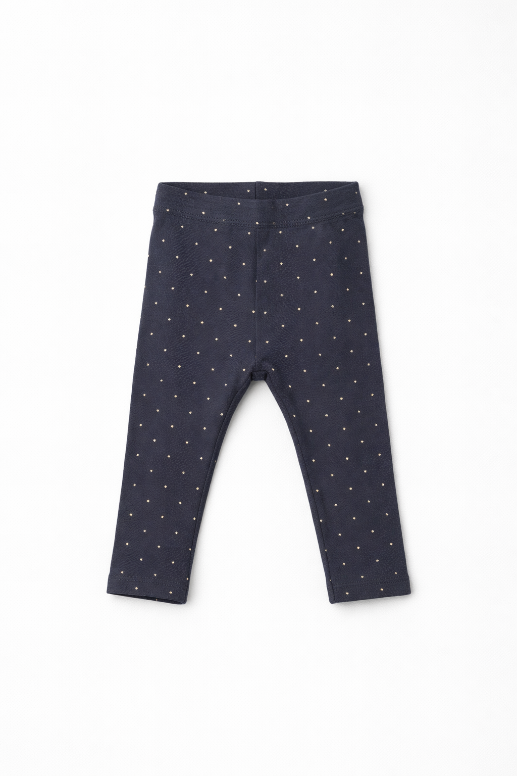 Baby Navy Micro Dot Cotton Leggings – Soft Stretch Printed Bottom Wear