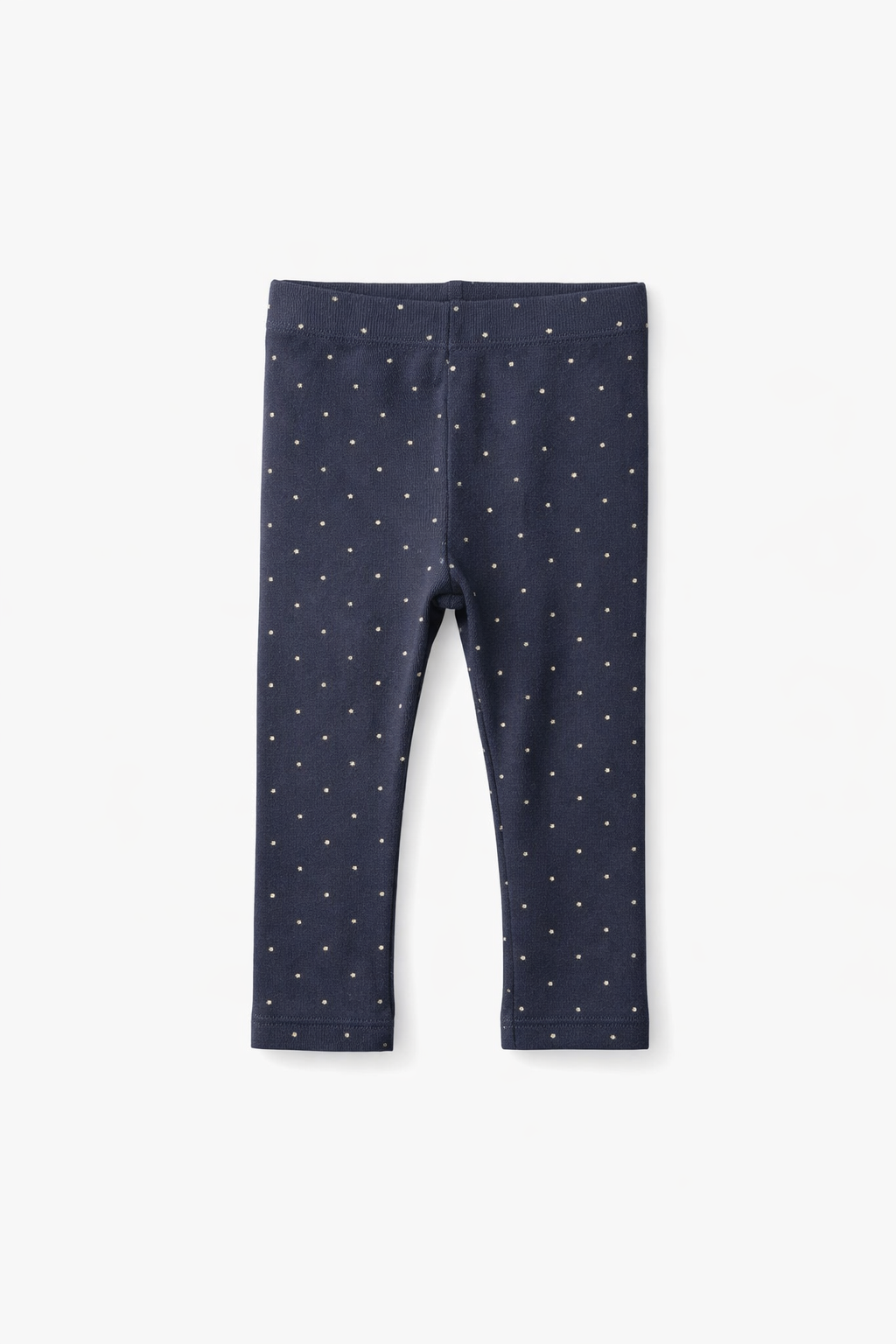 Baby Navy Polka Dot Cotton Leggings – Soft Stretch Printed Bottom Wear