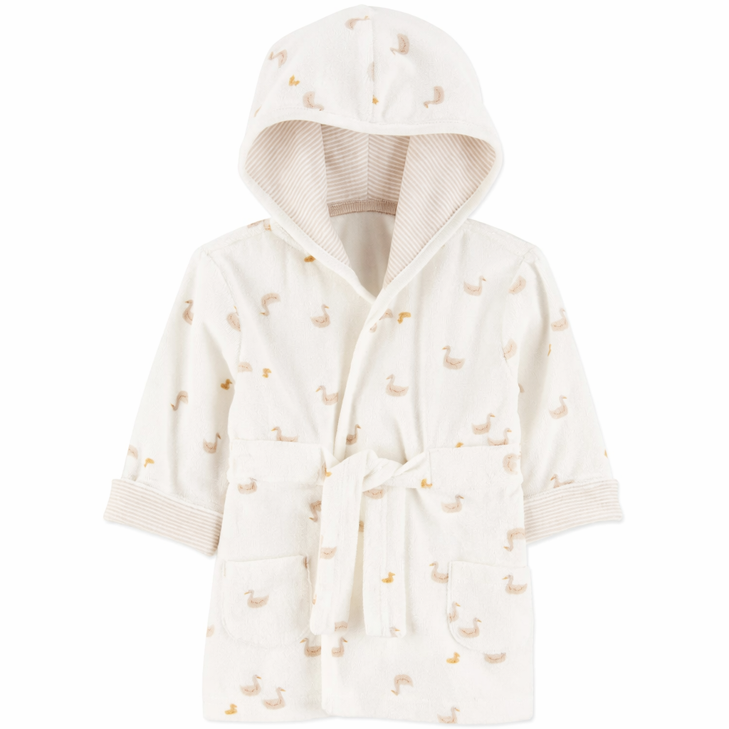 Tinyyears Duck Print Hooded Cotton Bathrobe for Kids