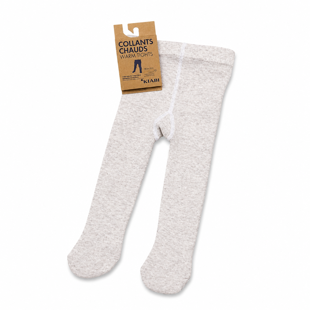 Kids Thermal Warm Footed Tights – Oatmeal Beige | Soft Winter Stockings for Girls