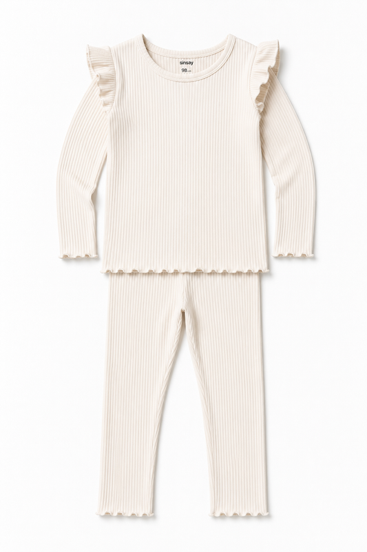 Essential Ribbed Lounge Co-Ord Set – Ivory Cream