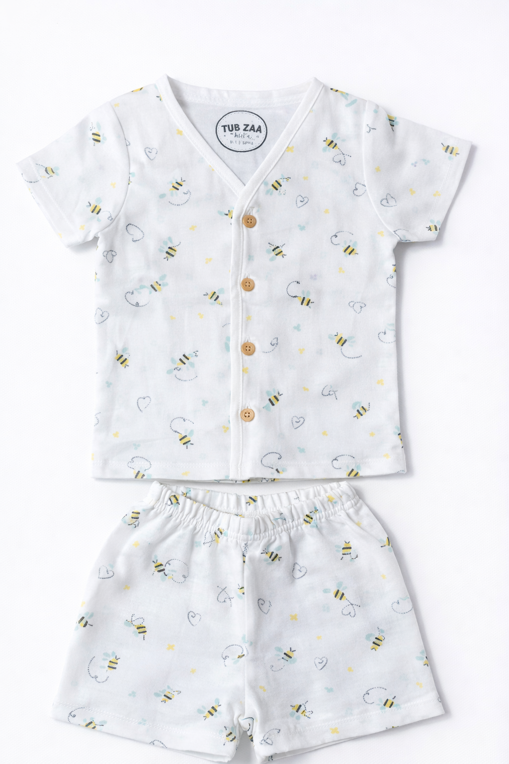 Baby Bee Print Cotton Co-Ord Set (Top & Shorts)
