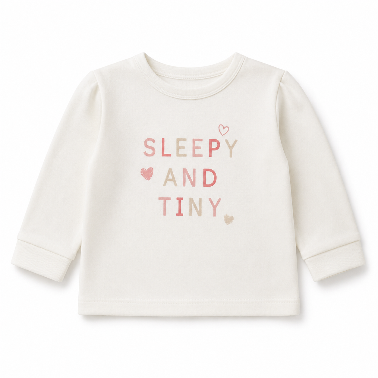 Sleepy & Tiny Full Sleeve Baby Tee – Soft Cream