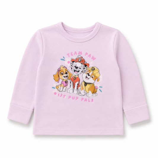Team Paw Full Sleeve Baby Tee – Soft Pink