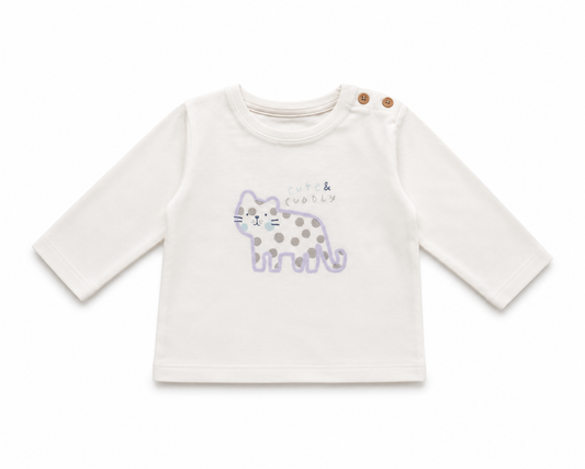 Cute & Cuddly Kitty Baby Full Sleeve Tee – Cream White