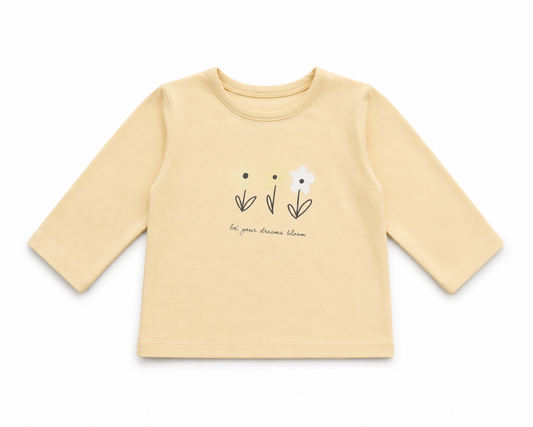 Bloom Dreams Baby Full Sleeve Tee – Soft Yellow