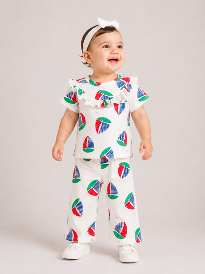 Sail Away Baby Girl Co-ord Set – Nautical Cotton