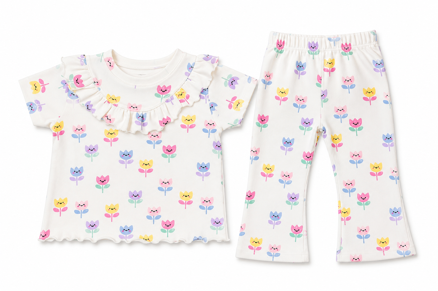 Cute Pastel Tulip Co-ord Set for Baby Girls – Soft Cotton