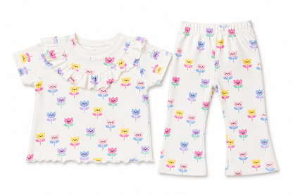 Cute Pastel Tulip Co-ord Set for Baby Girls – Soft Cotton